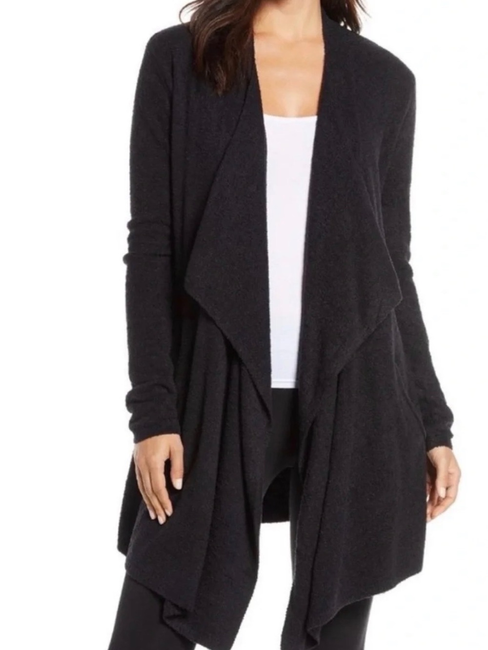 Barefoot Dreams Black bamboo cozychic lite Open-Front Cardigan